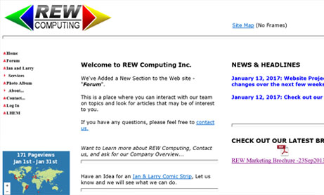 Screenshot of the old REW Computing website - REW Computing offers services in eDiscovery, project management and IBM Lotus Notes support for the area of Newmarket, Toronto, the GTA, and Ontario, Canada.