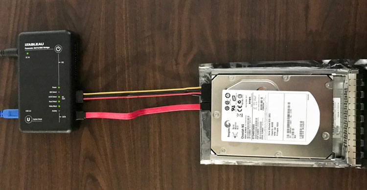 A hard drive set up for forensic imaging, one of our eDiscovery services. For support REW Computing offers services in eDiscovery, project management and IBM Lotus Notes support for Newmarket, Toronto, the GTA, and Ontario, Canada.